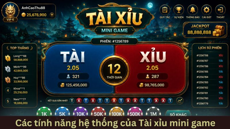 Tài xỉu mini game – Chơi nhanh, thắng lẹ, rinh quà khủng 3 Các tính năng và hệ thống nâng cao trong tài xỉu mini game